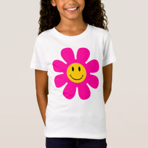 T-Shirt Visage rose Fleur souriant