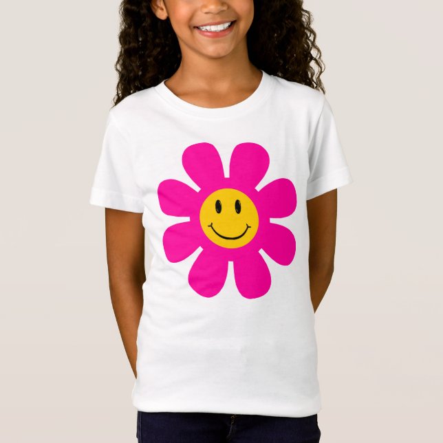 T-Shirt Visage rose Fleur souriant (Devant)