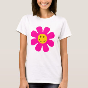 T-Shirt Visage Rose Fleur Souriant