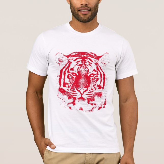 T-shirt Visage rouge et blanc de tigre (Devant)