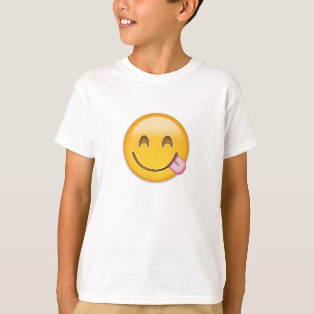 T-shirt Visage Savouring la nourriture délicieuse Emoji (Devant)