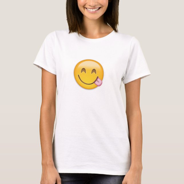 T-shirt Visage Savouring la nourriture délicieuse Emoji (Devant)