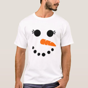 T-shirt Visage Snowman mignon Pour Femmes Filles Eyelashes