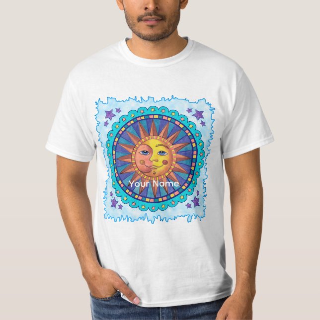 T-shirt Visage Soleil Lune  (Devant)