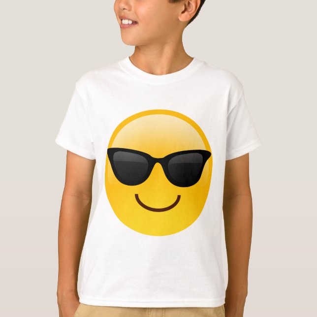 T-shirt Visage souriant avec lunettes de soleil Cool Emoji (Devant)