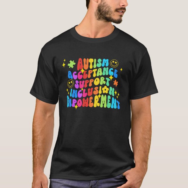 T-shirt Visage Souriant Groovy Mois de la sensibilisation  (Devant)