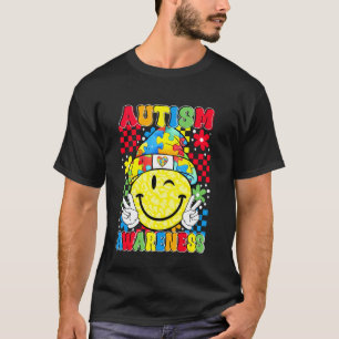 T-shirt Visage Souriant Hippie Rétro Groovy de Sensibilisa