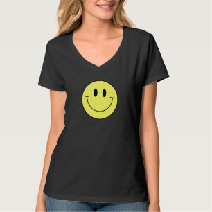 T-shirt Visage Souriant Jaune 70s Sourire Mignon Paix Heu