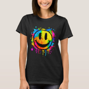 T-shirt Visage Souriant Mignon Éclaboussure de Peinture So