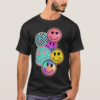 T-shirt Visage Sourire À Carreaux Coloré Heureux