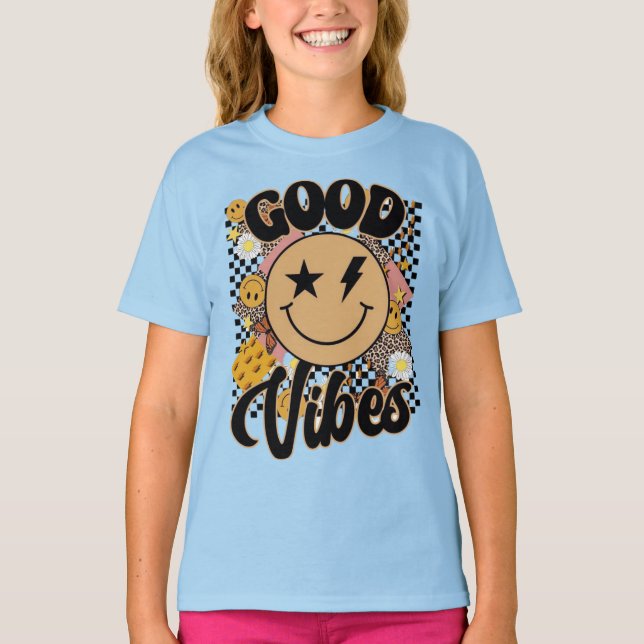 T-shirt Visage Sourire Bonnes Vibrations (Devant)