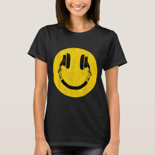 T-shirt Visage Sourire Casque Audio Musique Dj Amoureux He