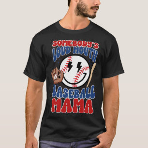 T-shirt Visage Sourire De Maman De Baseball Bouche Forte D
