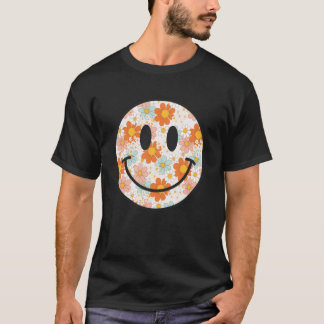 T-shirt Visage Sourire Fleur Retro Heureux Esthétique Prép