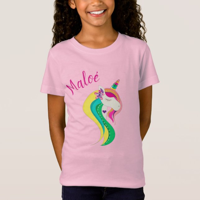 T-Shirt Visage Unicorne avec prénom (Devant)