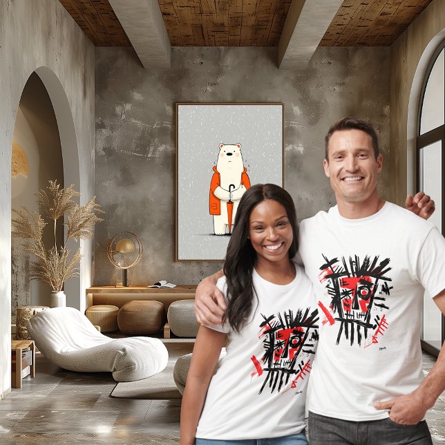 T-shirt Visage urbain Abstrait - Gras Rouge & Black Street (Créateur téléchargé)