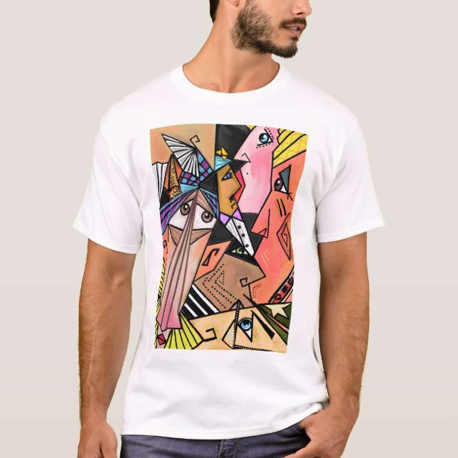 T-shirt Visages Abstraits - Humeurs - Cubisme Peinture Por (Devant)