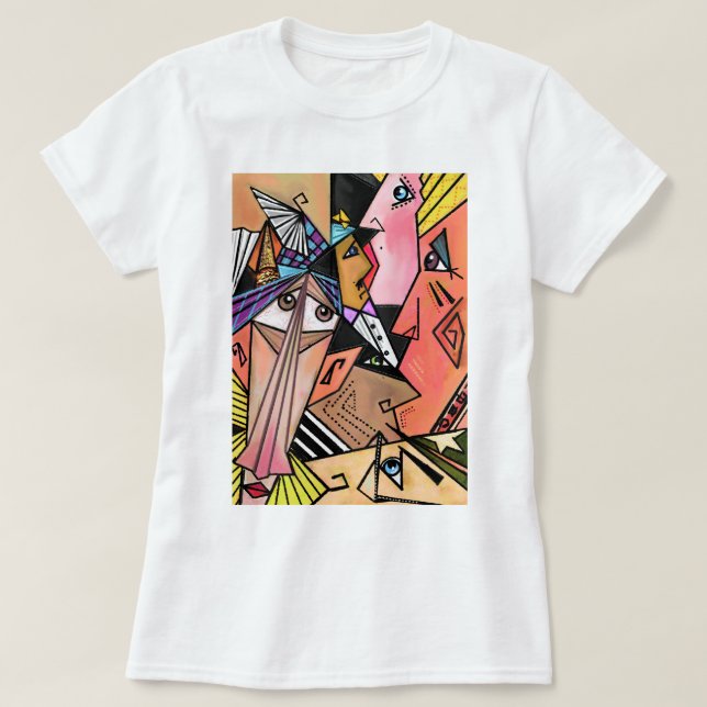 T-shirt Visages Abstraits - Humeurs - Cubisme Peinture Por (Design devant)