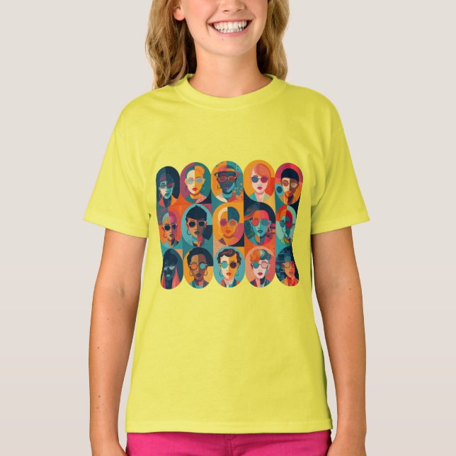 T-shirt Visages audacieux et colorés célébrant l'individua (Devant)