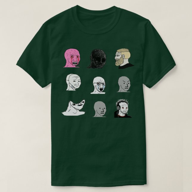 T-shirt Visages de 4chan Starter Pack édition NPC (Design devant)