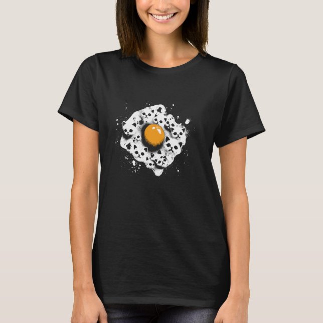 T-shirt Visages de chat d'oeuf frit - Amusingant Graphique (Devant)