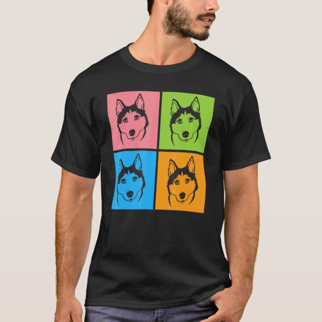 T-shirt Visages de chien Husky de chien (Devant)