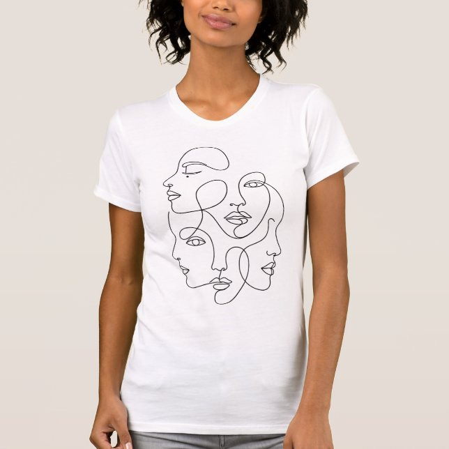 T-shirt Visages de ligne abstraits Art minimaliste (Devant)