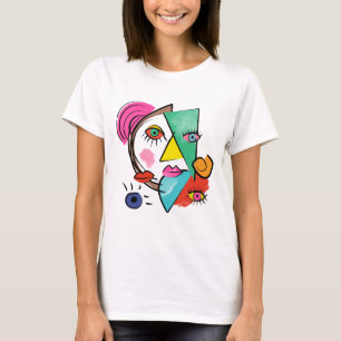 T-shirt Visages féminins d'art Abstrait moderne