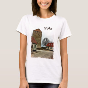T-shirt Visby, tour du Gotland, Suède avec la frontière