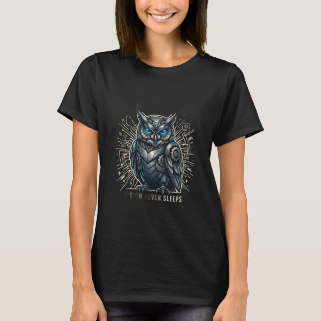 T-Shirt Vision de Chouette Cybernétique (Devant)