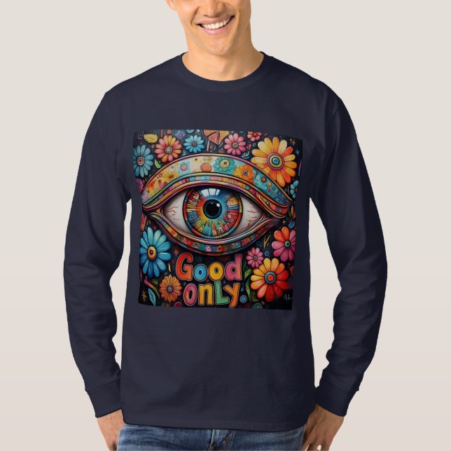 T-shirt Vision robotique et harmonie florale (Devant)