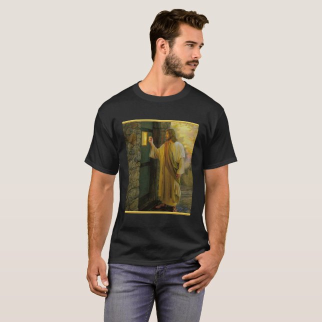 T-shirt Visitation à Dawn Jesus frappe sur une porte rusti (Devant entier)