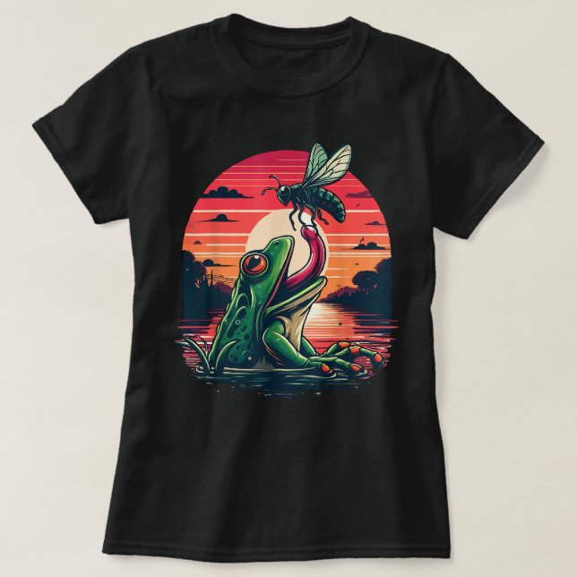T-shirt Visite de retour du Canada Funky Frog Catching Can (Design devant)