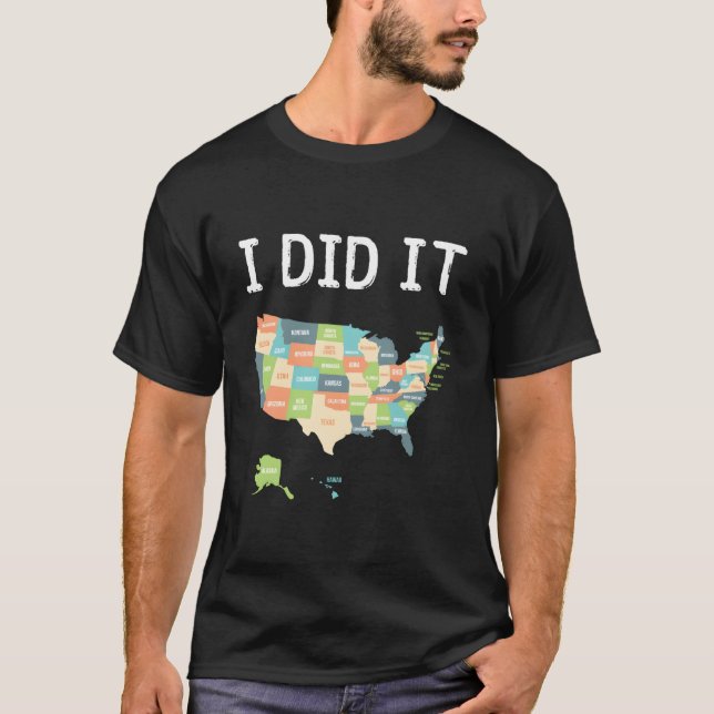 T-shirt Visité Toutes Les 50 États Etats-Unis Carte De Voy (Devant)