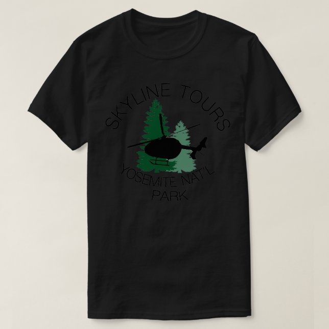 T-shirt Visites en hélicoptère Skyline Parc national Yosem (Design devant)