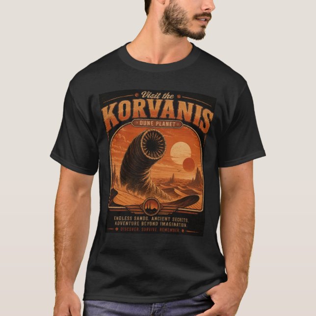 T-shirt Visitez Korvanis – Affiche de voyage de la planète (Devant)