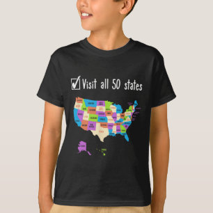 T-shirt Visitez La Liste Des 50 États Cadeaux Usa Bucket L