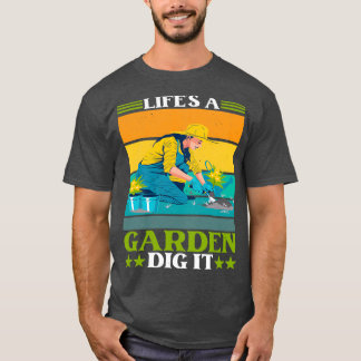 T-shirt Vit un jardin creuser il jardinier de jardin fleur