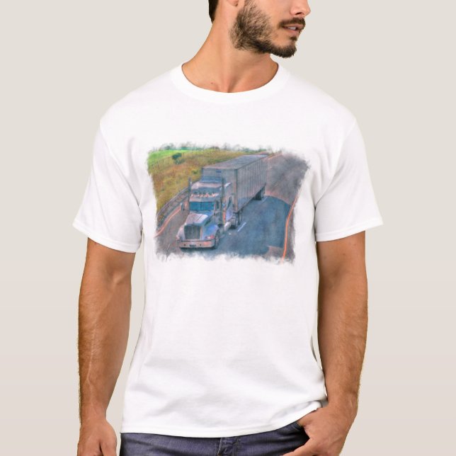 T-shirt Vitesse de chauffeur de camion de fret de camion (Devant)