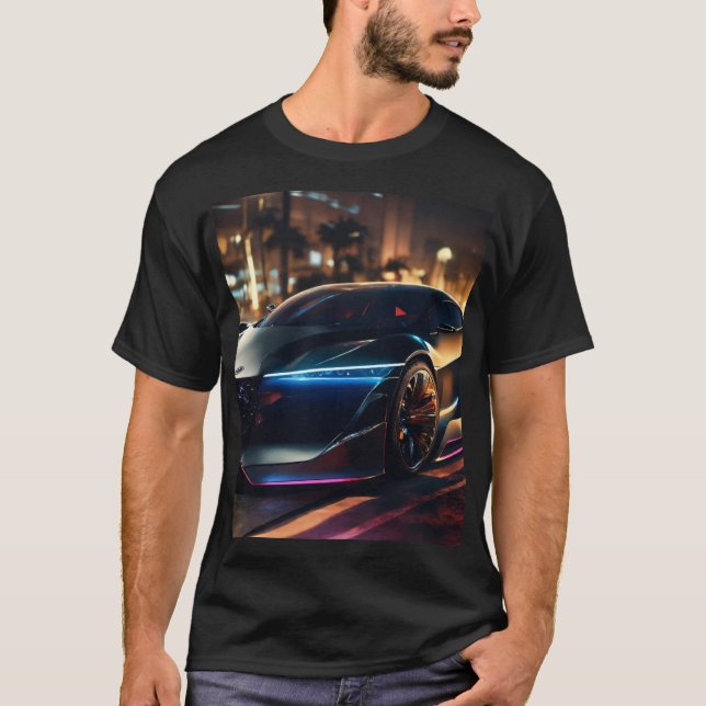 T-shirt Vitesse de minuit : Une voiture de concept hyper-r (Devant)