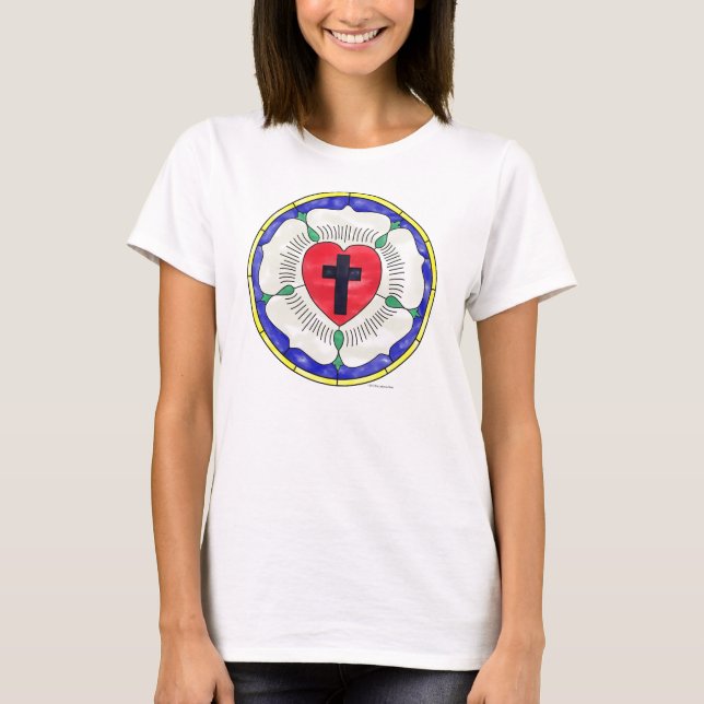 T-shirt Vitrail de la Rose de Luther (Devant)