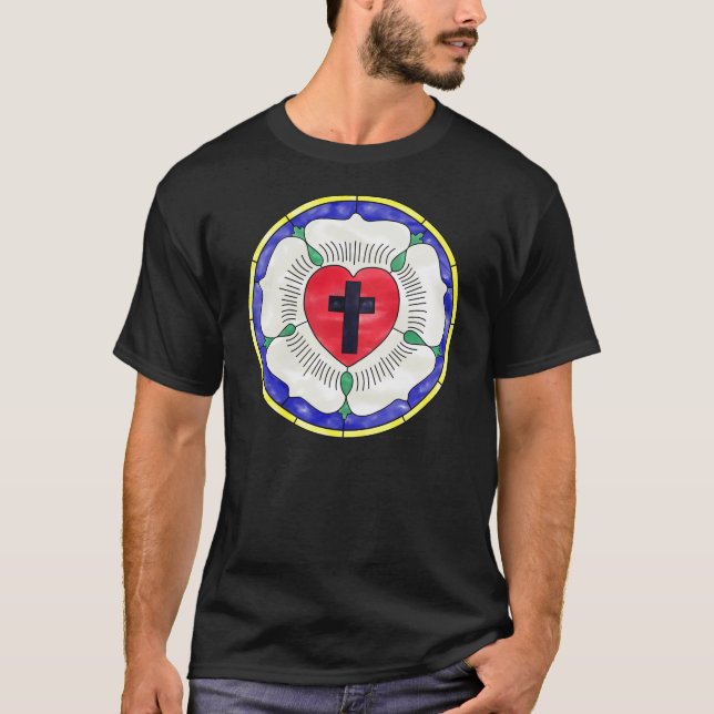 T-shirt Vitrail de la Rose de Luther (Devant)