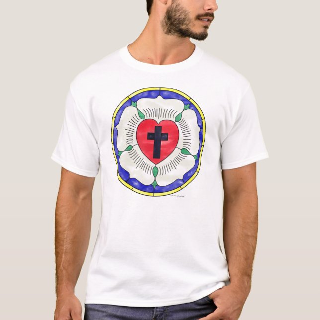 T-shirt Vitrail de la Rose de Luther (Devant)