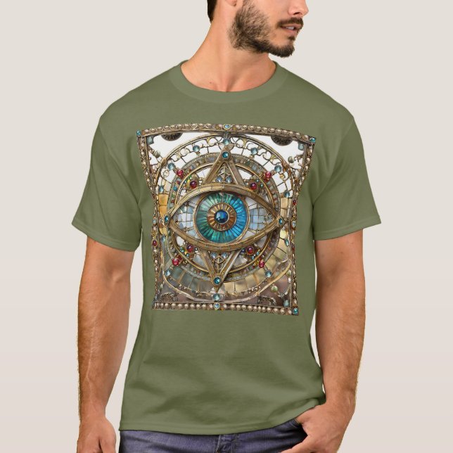 T-shirt Vitrail Orné du Troisième Œil (Devant)