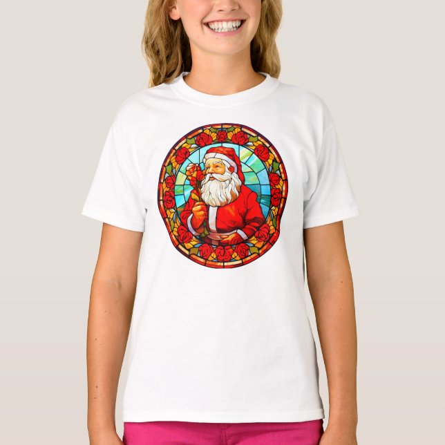 T-shirt Vitrail Père Noël ornement de Noël-67680 (Devant)