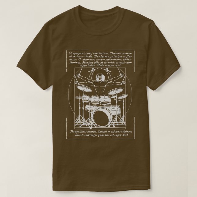 T-shirt Vitruvian Drummer Rock Music I Rock And Roll Drums (Design devant)