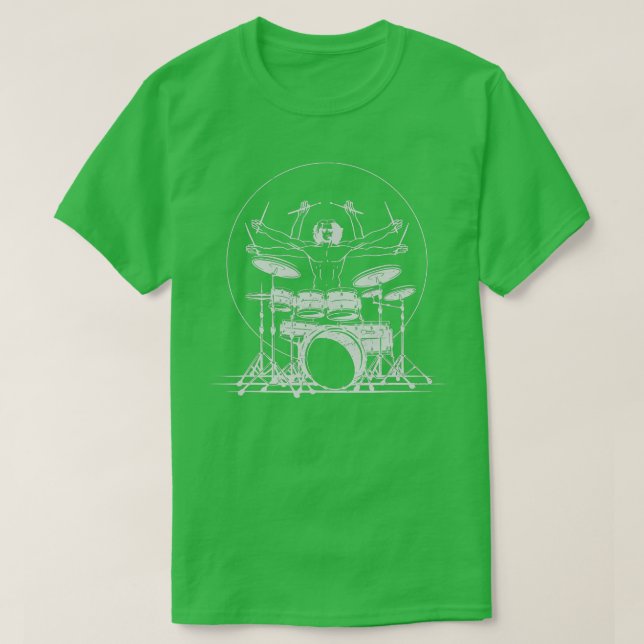 T-shirt Vitruvian Man Drum Da Vinci Drummer Cadeau (Design devant)