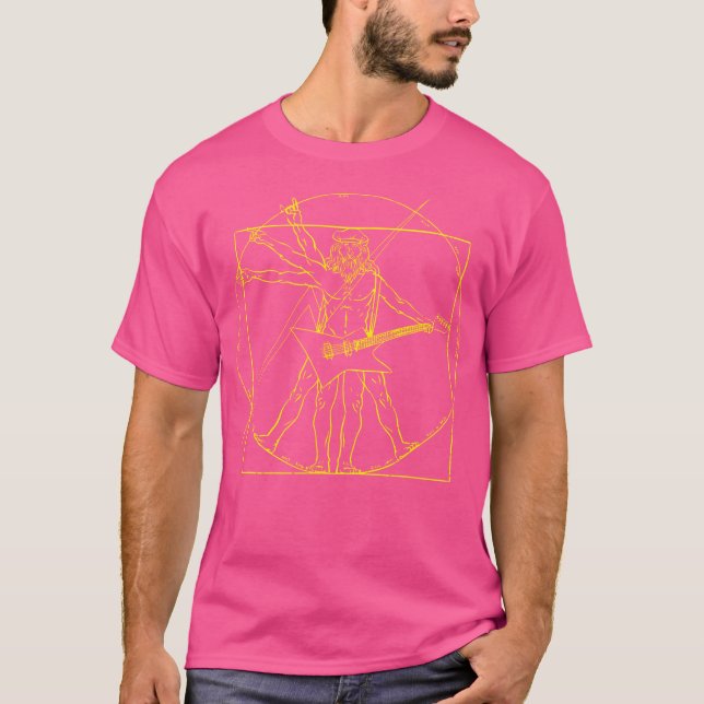 T-shirt Vitruvian Man Guitare Music Player (Devant)