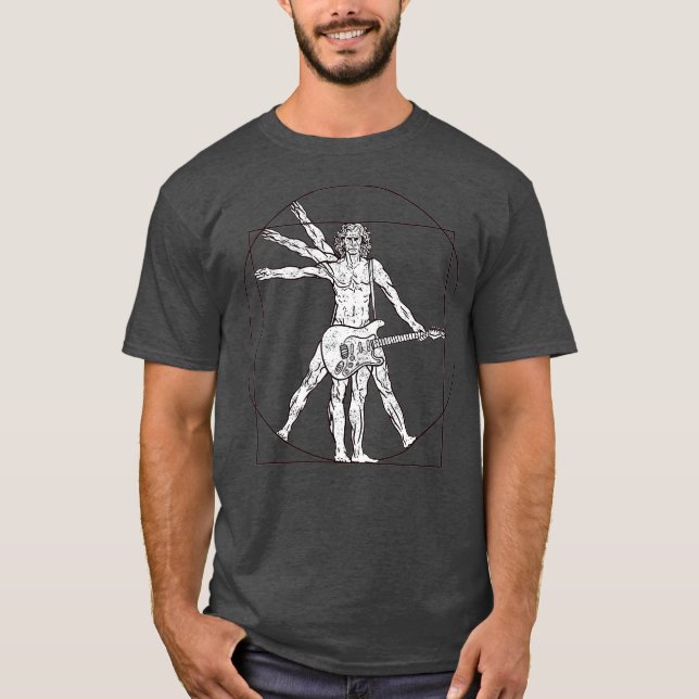 T-shirt Vitruvian Man Guitare Music Player (Devant)