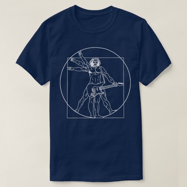 T-shirt Vitruvian Man Playing Guitar Da Vinci Guitarist Mu (Design devant)